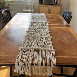 Cream Macramé Table Runner